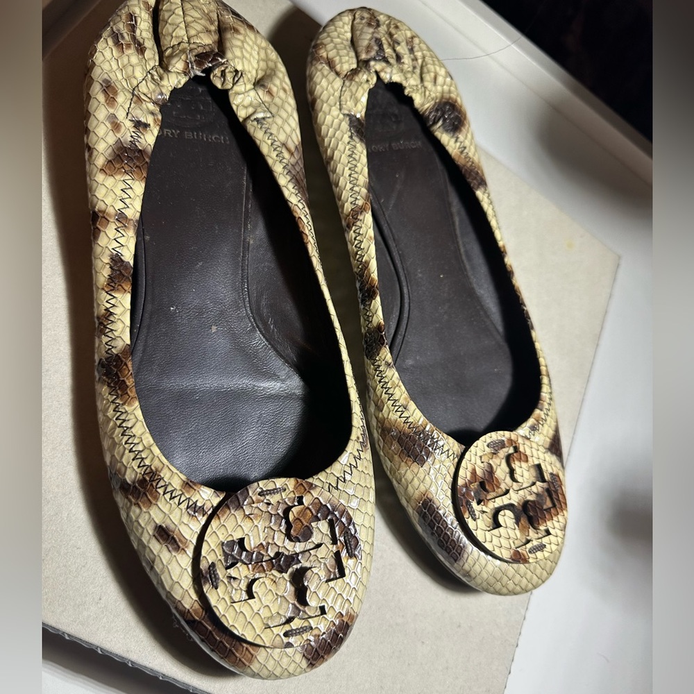 TORY BURCH - Snakeskin Animal Print Ballet Flats